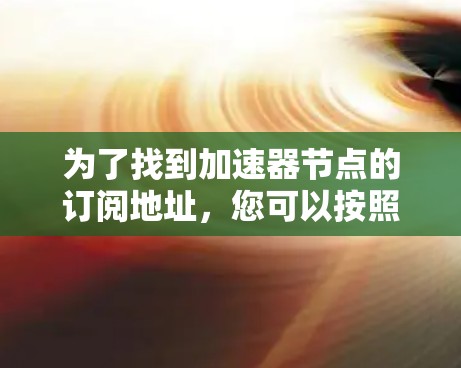 为了找到加速器节点的订阅地址,您可以按照以下步骤进行